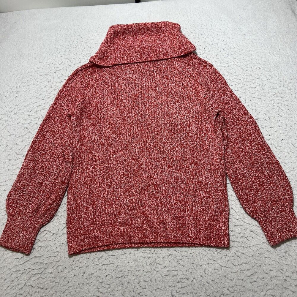 Nine West Women's Small Marled Red Turtle Neck Sweater Knit Pullover Top - Picture 3 of 12
